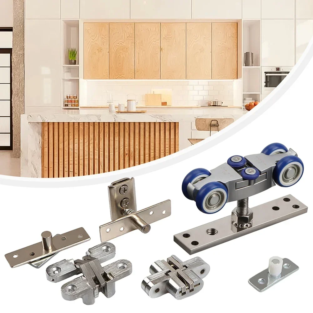 

1set Folding Door Hanging Wheel Wooden Door Pulley Partition Door Sliding Door Sliding Rail Lifting Rail Hinge Full Hardware