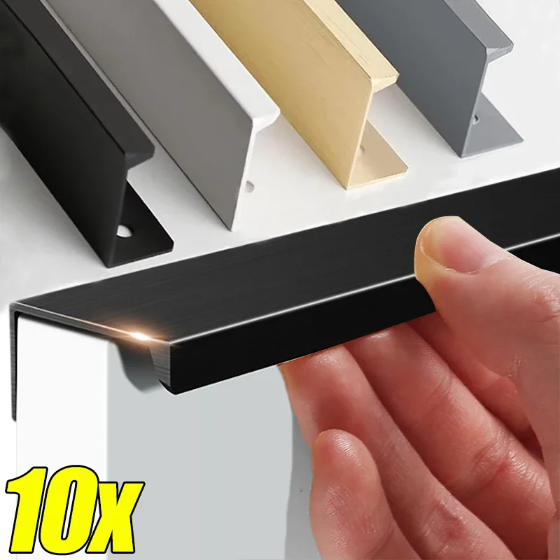 

Hidden Furniture Handles Aluminum Alloy Wardrobe Drawer Knobs Non-punch Cabinet Cupboard Door Handle Pulls Furniture Hardware