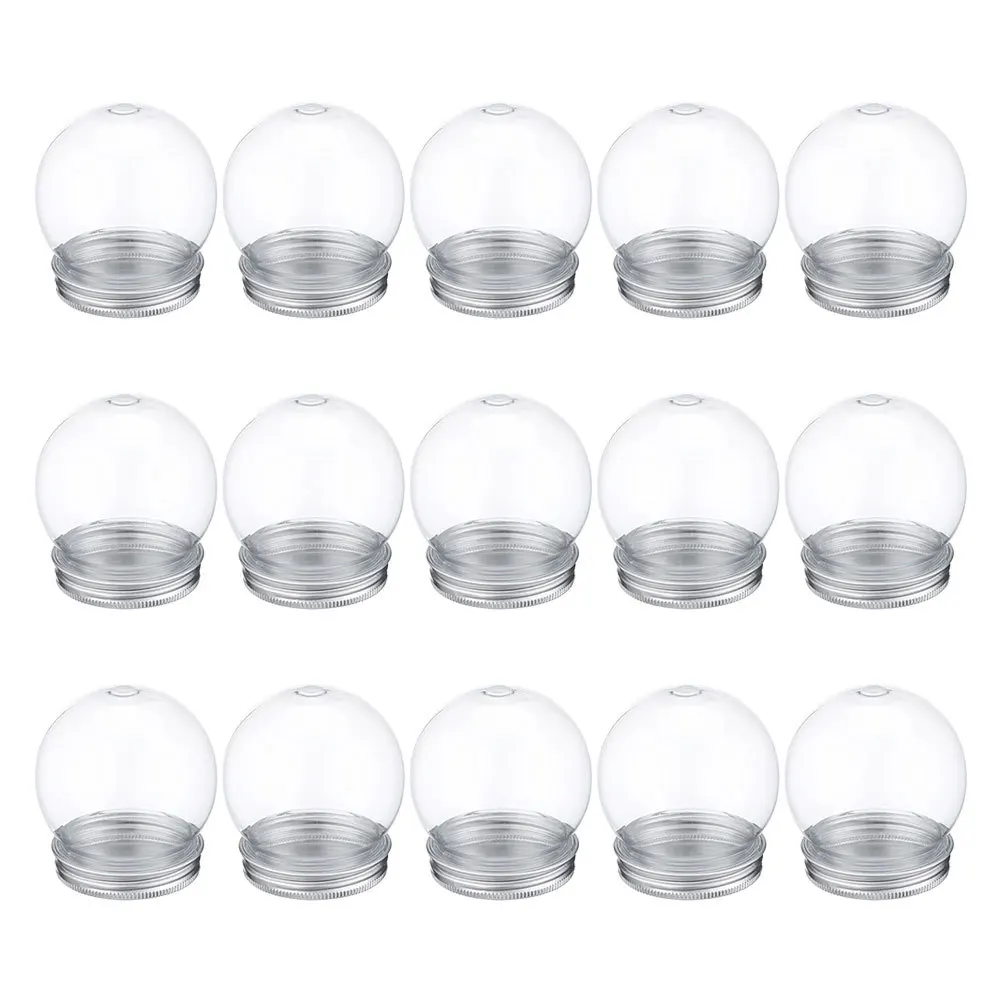 

15Pcs Plastic Ball Candy Bottle DIY Snow Globe Kit Clear Round Spherical Containers for Holiday Decor Craft Projects Fun
