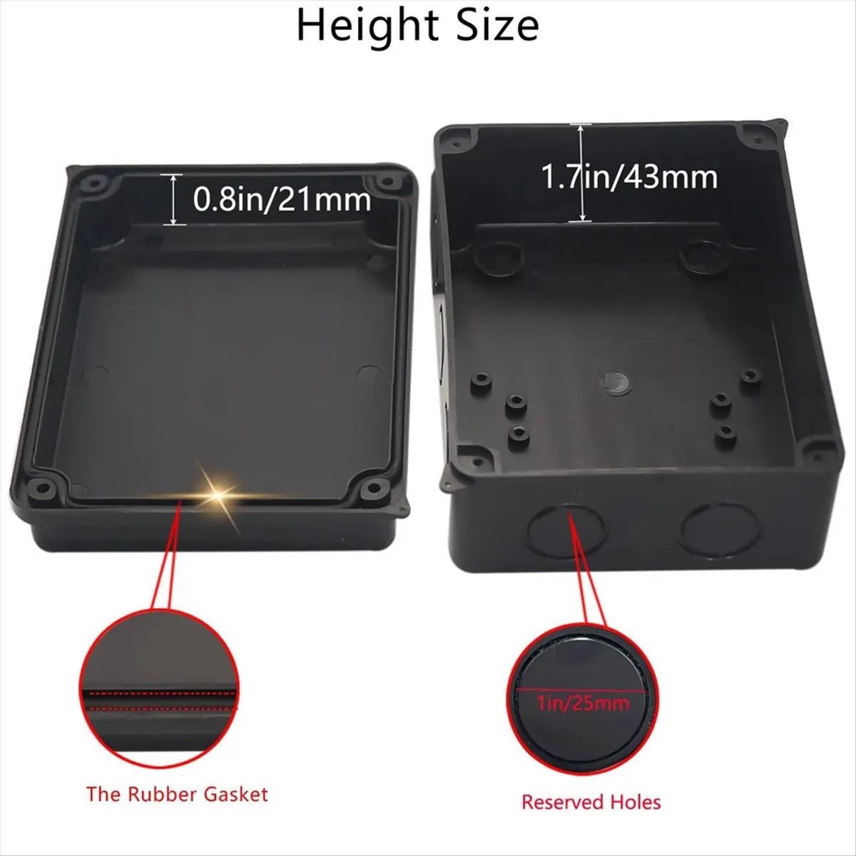 NOCM Electrical Box, Outdoor Waterproof Box IP65 Junction Box with Reserved Holes,Project Box Power Cord Enclosure Black