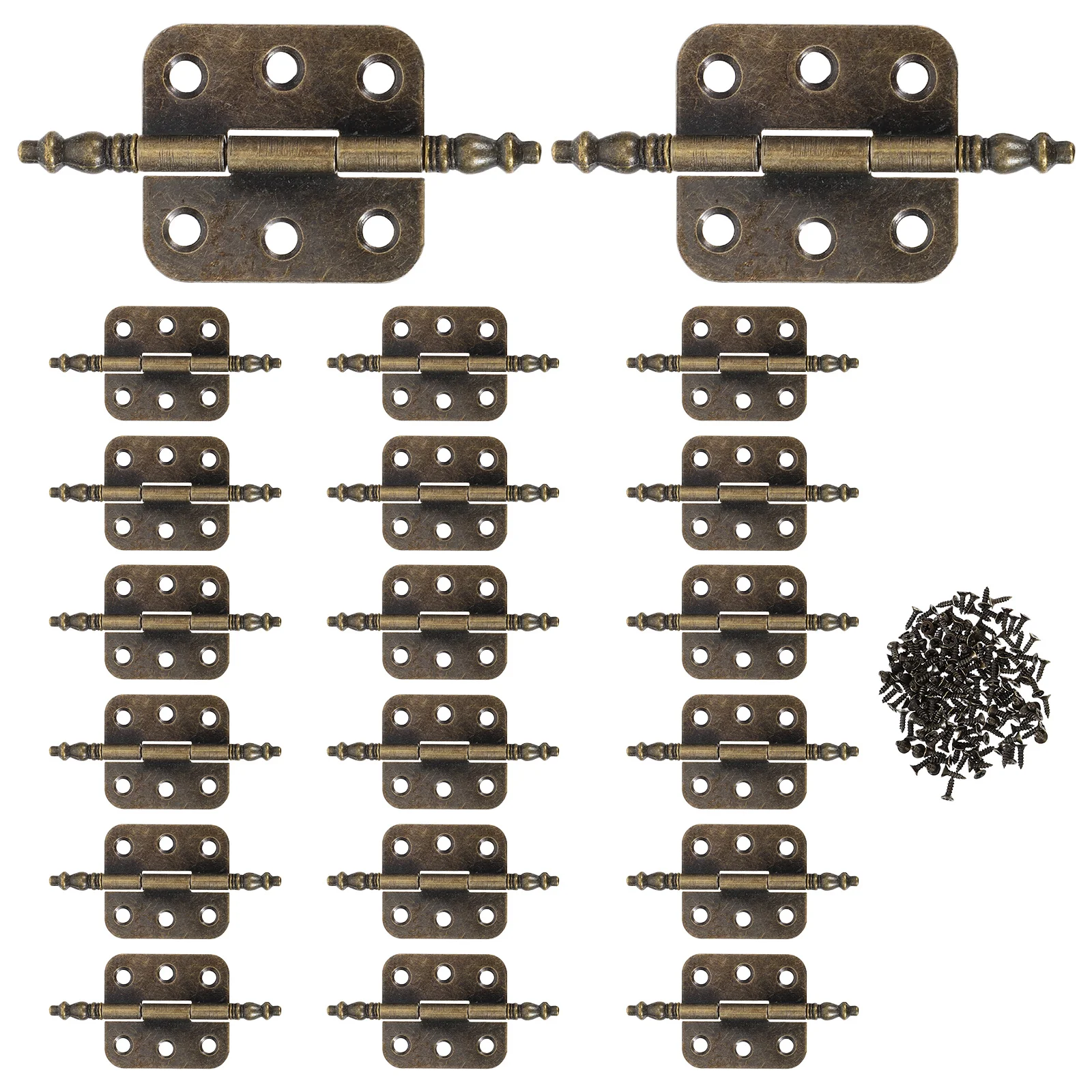 

20pcs Vintage Cabinet 2.75In X 1.4In Retro Brass Box Hinges Set For Wood Chest Jewelry Craft Projects Small Hinges