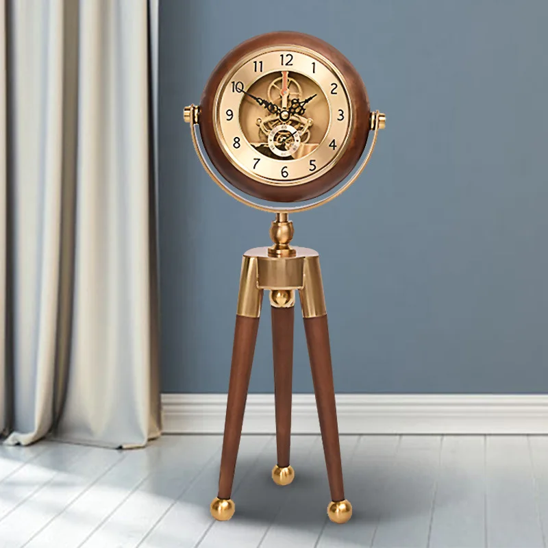 American creative living room silent gear seat clock home desktop ornament European home decoration desktop tripod clock