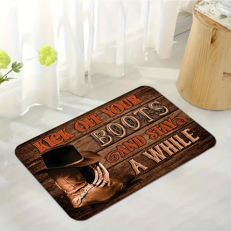 رعاة البقر الغربية ركل أحذيتك والبقاء أثناء ممسحة المضادة للانزلاق المطبخ حمام حصيرة المرحاض الطابق باب مدخل السجاد البساط