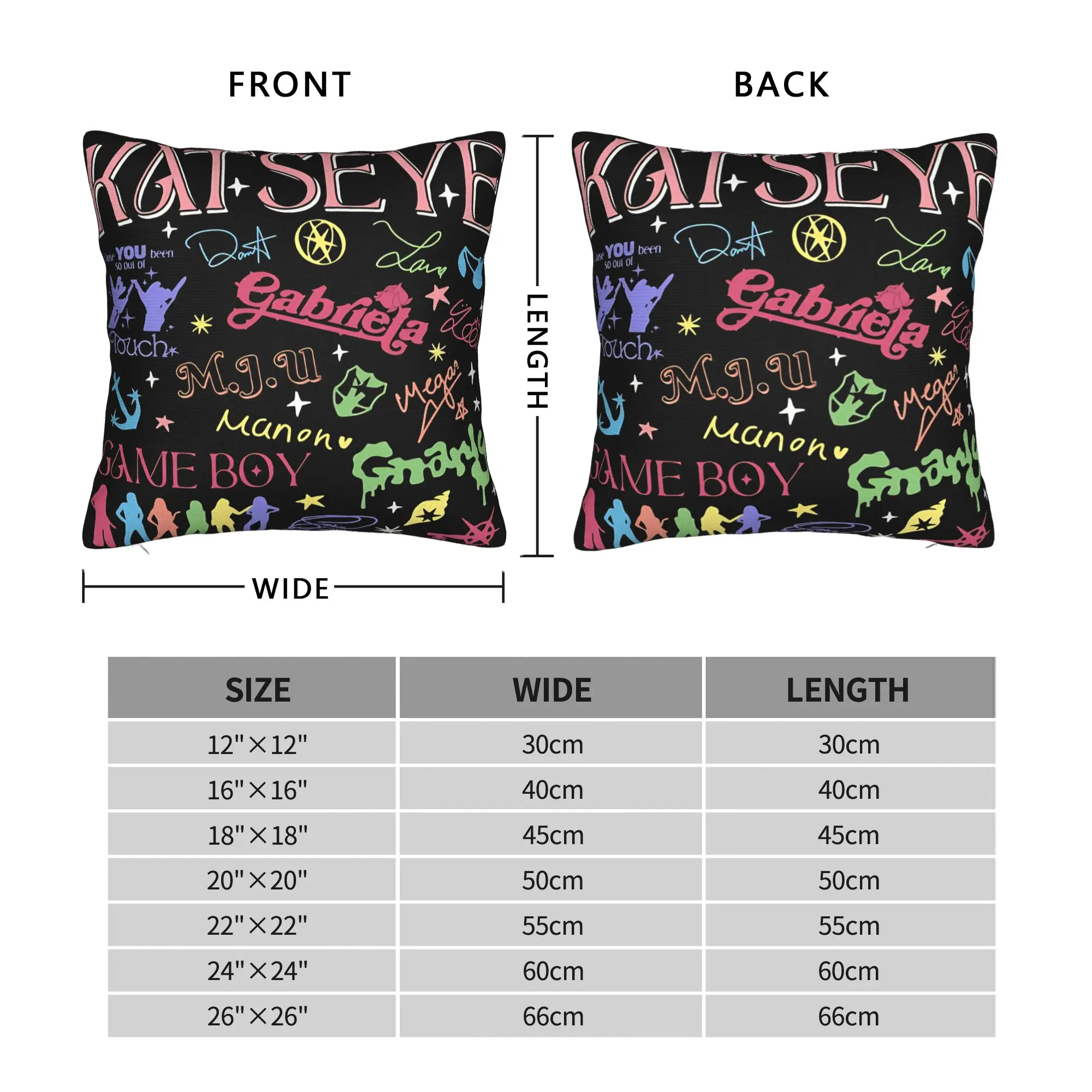 Katseye Beautiful Chaos Gnarly Gabriela Pillow Case  Graphic Pillow Cover For Living Room Sofa Morden Pillowcases