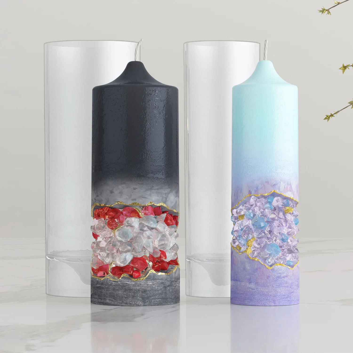 S0133 Geometric Cylindrical Acrylic Candle Mold DIY Church Aromatherapy Wax Plastic Decoration Production Molds