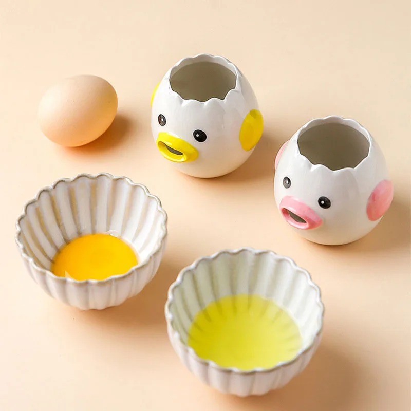 Egg White Separator Cartoon Shaped Ceramic Egg Yolk Separator Household Baking Tool Egg Liquid Filter