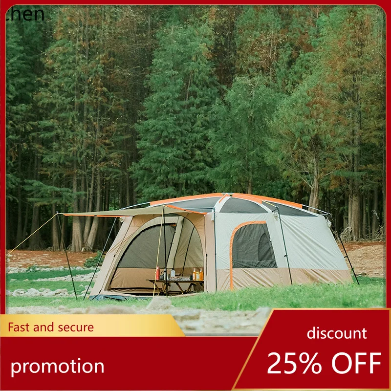 Hxl outdoor multi-person thickened tent - camping, rainproof, sun protection, ventilated, all-season tent