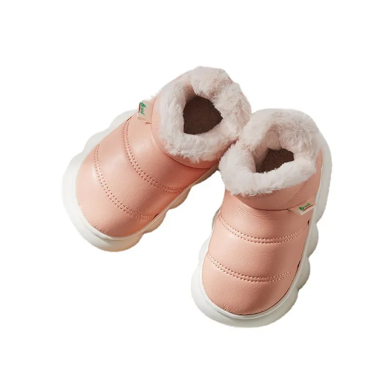 Children Cotton Slippers PU Thermal Baby Cotton Shoes Boots for Kids Girls Winter Shoe for Girl Kids Bota Infantil Sapato 2024