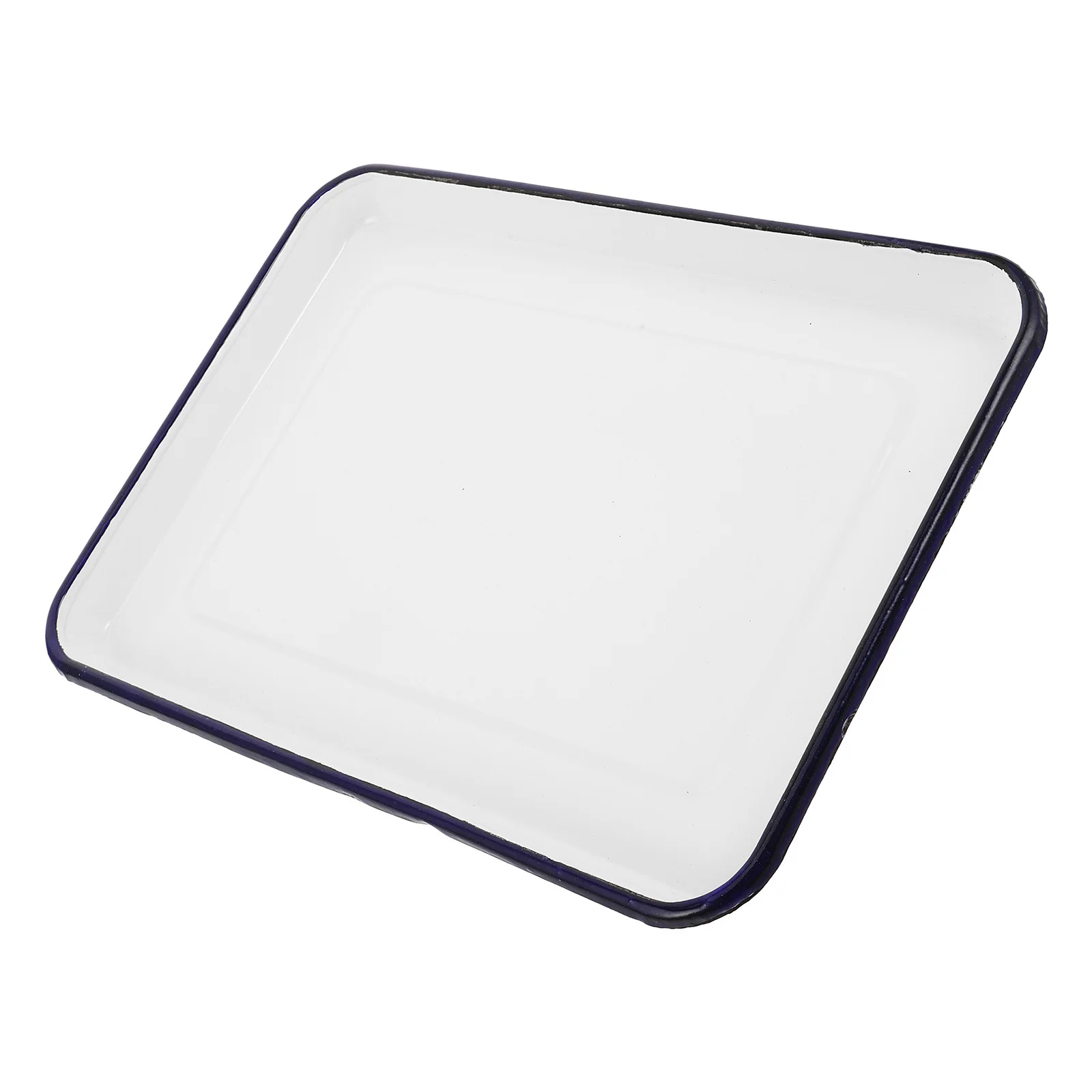 

Retro Rectangular White Enamel Baking Pan Vintage Style for Oven Roasting Baking Serving Bread Fruit Food Storage Kitchen Tray