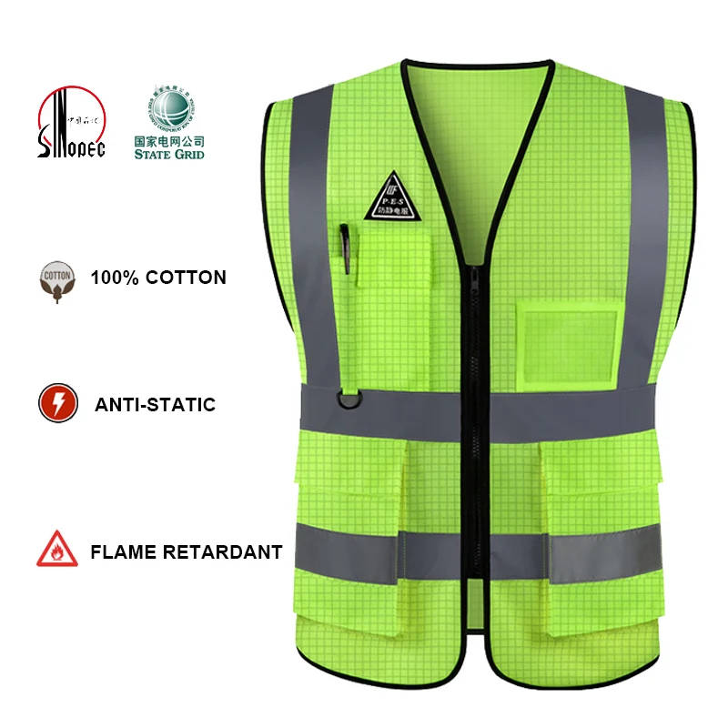 Anti-static Flame Retardant Surveyor Vest For Construction With Pockets