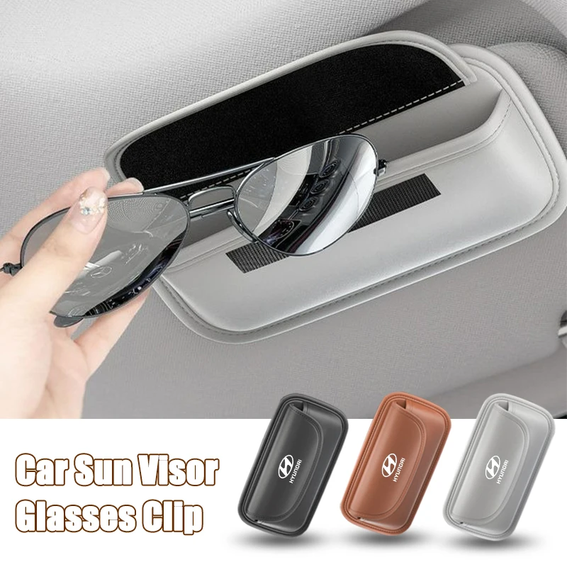 Car Visor Glasses Box Multifunctional Reusable Car Sunglass Holder Glasses Holder For Hyundai Creta SantaFe Kona Genesis Equus