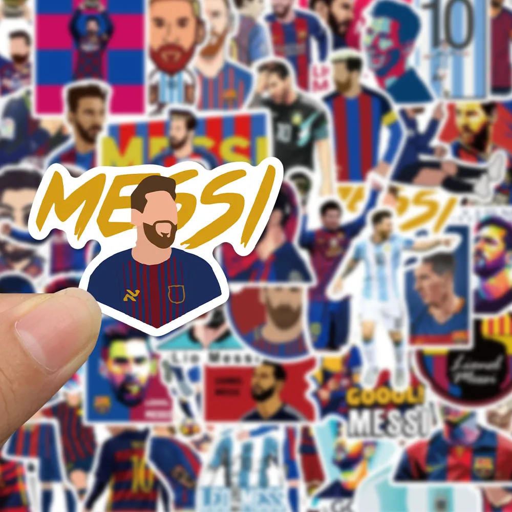 50Pcs  Football Star Lionel Messi Stickers DIY Stickers Scrapbooking Phone Luggage Skateboard Waterproof Decals