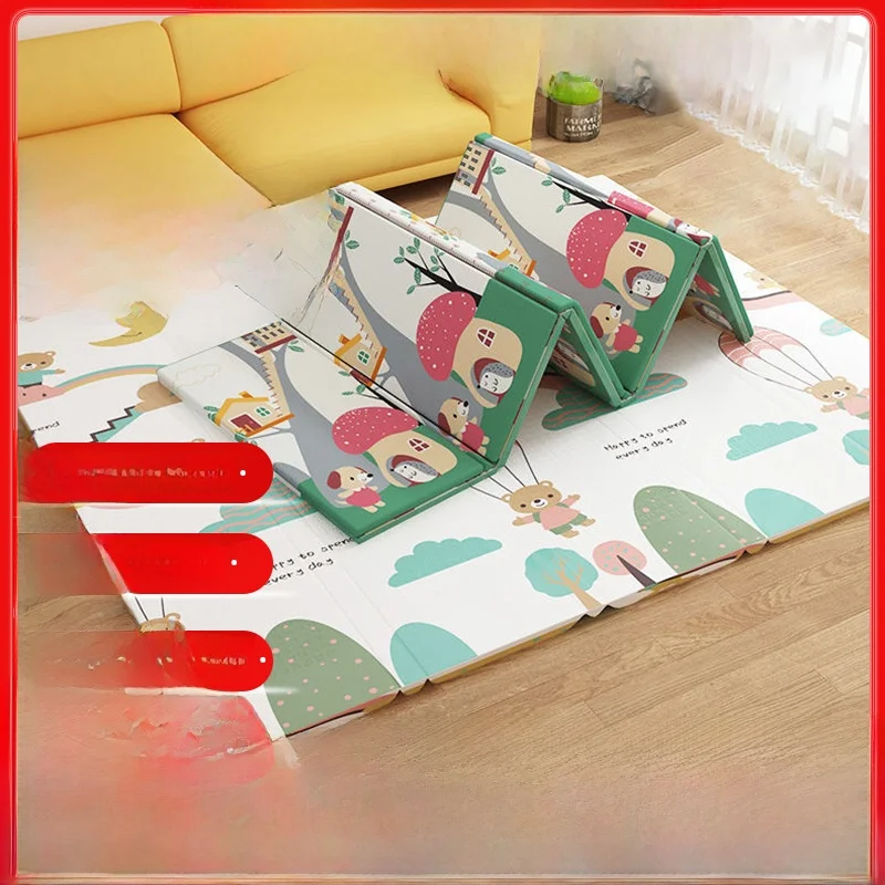 

Утолщенный складной детский коврик для ползания, прямоугольный игровой коврик из полиэфирного волокна, современный простой стиль, домашний ковер