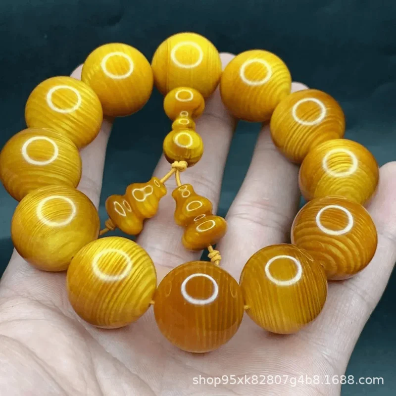 Changbai Mountain Northern Agarwood Amber Wood Pine Resin Jade-like Butter Material Fully Translucent Buddha Prayer Beads