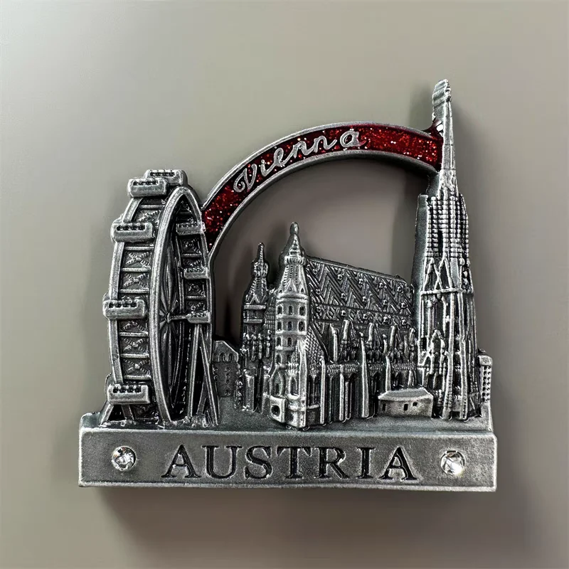 Europa Austria 3D Metalowe magnesy na lodówkę Turystyka Pamiątki Magnesy na lodówkę Kolekcja naklejek Rękodzieło Artykuły dekoracyjne