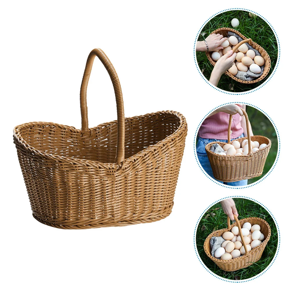 

Snack Gift Basket Rattan Shopping Woven Fruits Food Holder Girl Wrapping Bread Serving Storage