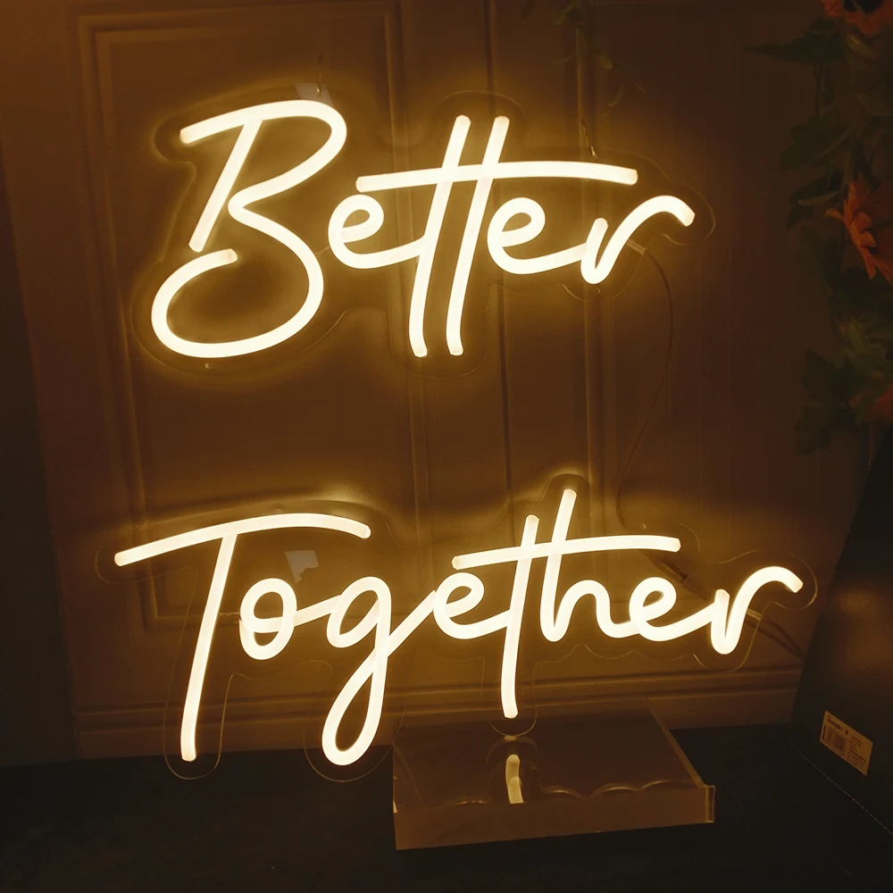 

Large Better Together Neon Sign Wedding Party Backdrop Engagement Valentines Day Art Lights LED Sign Decorative Light