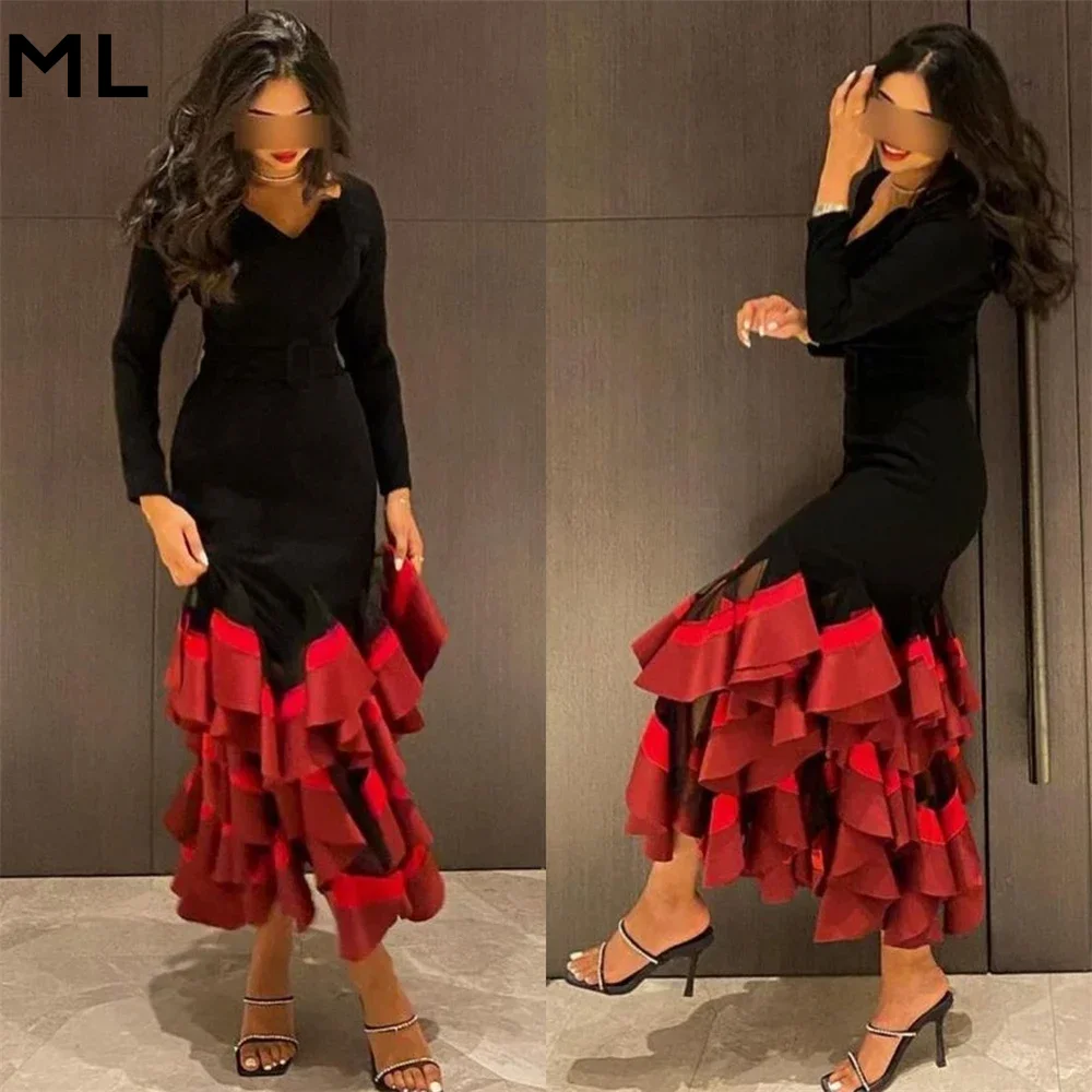 

ML Customized Retro High Quality V-neck Mermaid Draped Elegant Dress Sheath Homecoming Prom Gown Formal Occasion Party for Women