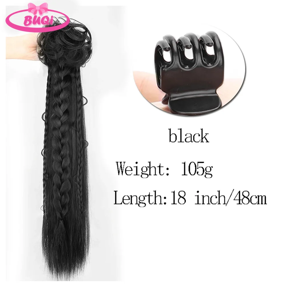 BUQI coda di cavallo per capelli lunghi nuovi capelli in stile cinese che lavorano a maglia Han Suit stile antico Clip a treccia lunga coda di cavallo bassa estensione dei capelli Hanfu