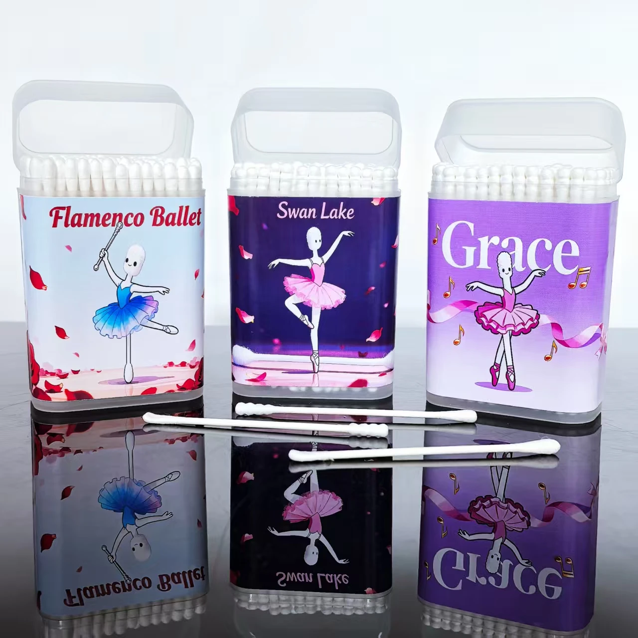300 шт. ватные тампоны с балетной тематикой, креативные двуглавые тонкие бумажные палочки для занятий танцами, ватные палочки, подарочные ватные тампоны