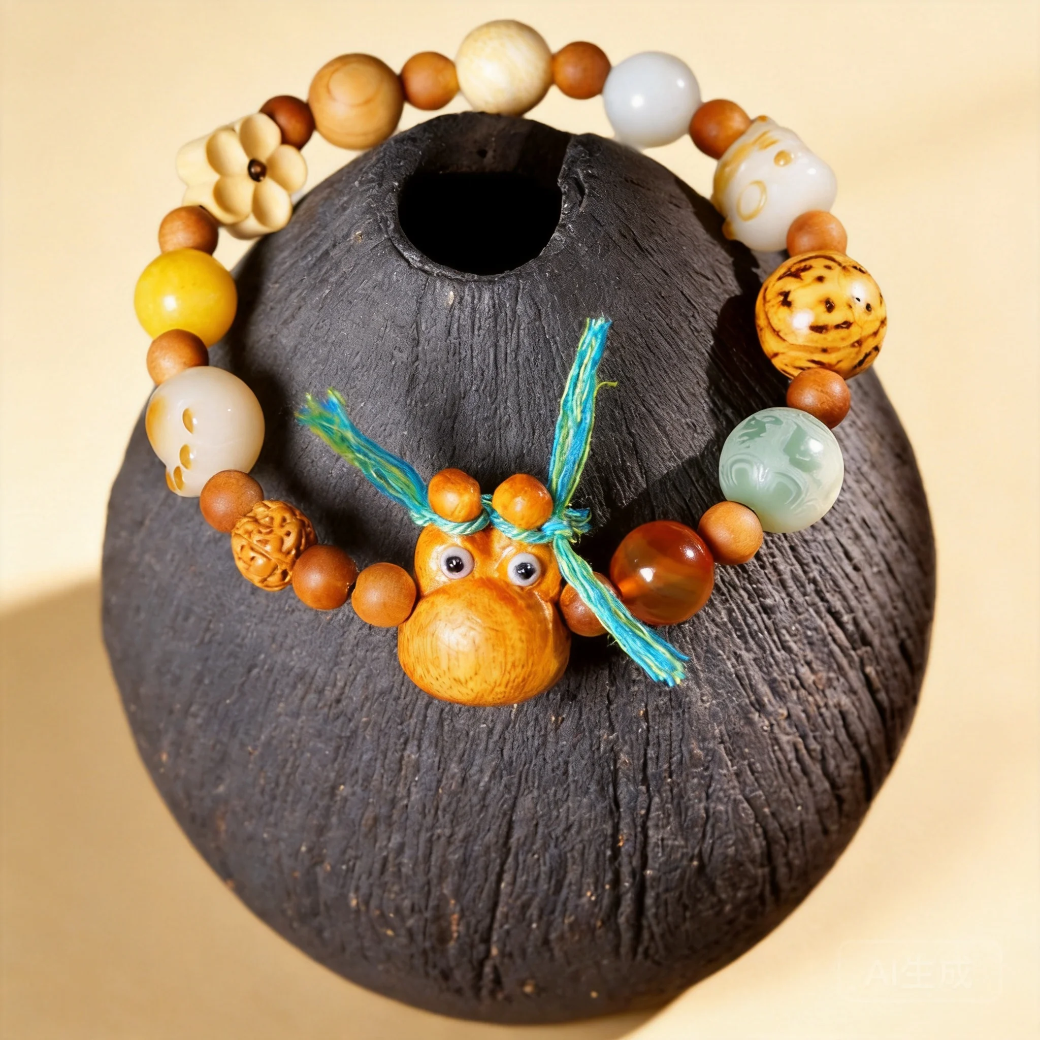Chinese Style Lucky 18 Seeds Multi Treasure Bodhi Sandalwood Beaded Bracelet Cute Frog Wealth Attracting Prayer Bracelet Unisex