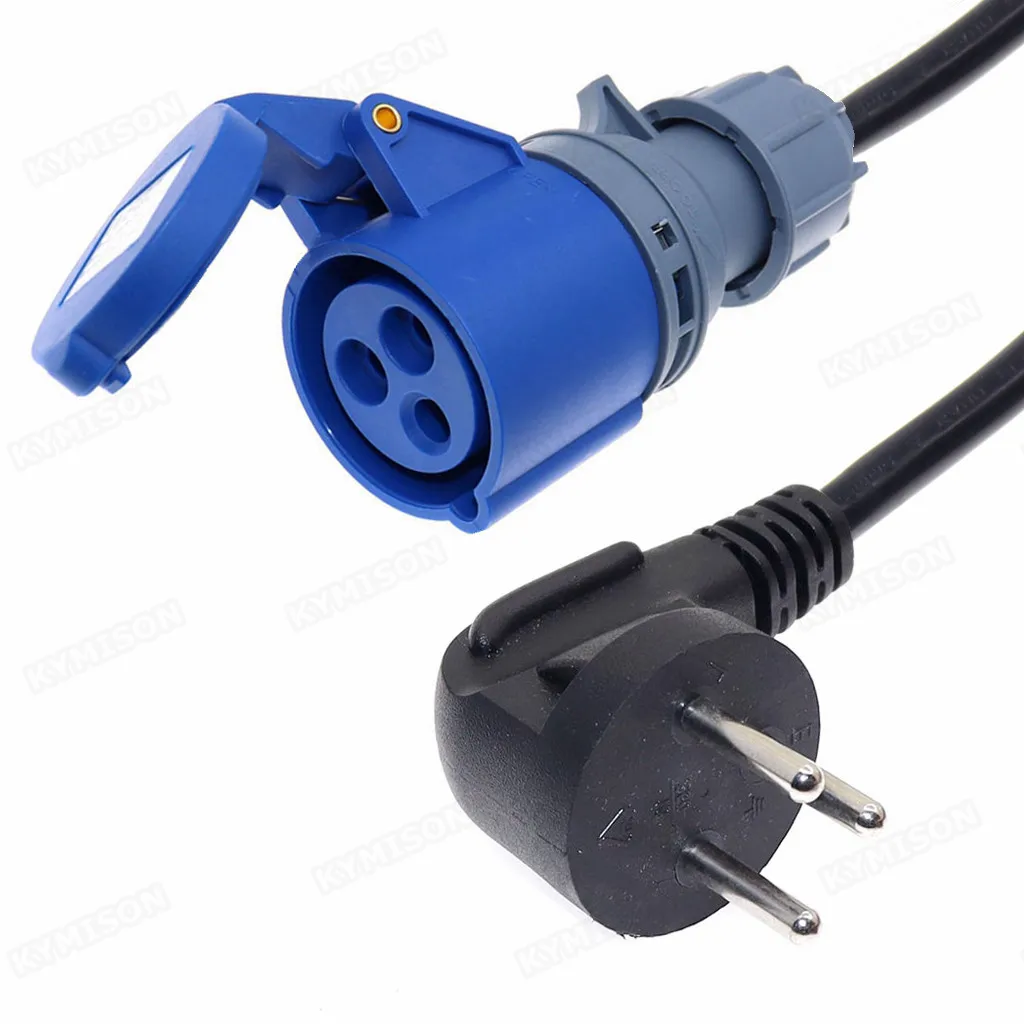 Isreal Plug to IEC309 316C6 Power Cords,16 Amps 250V, H05VV-F 1.5mm Cable,316P6 inlet plug into Israel SI 32 Outlet Socket Cable