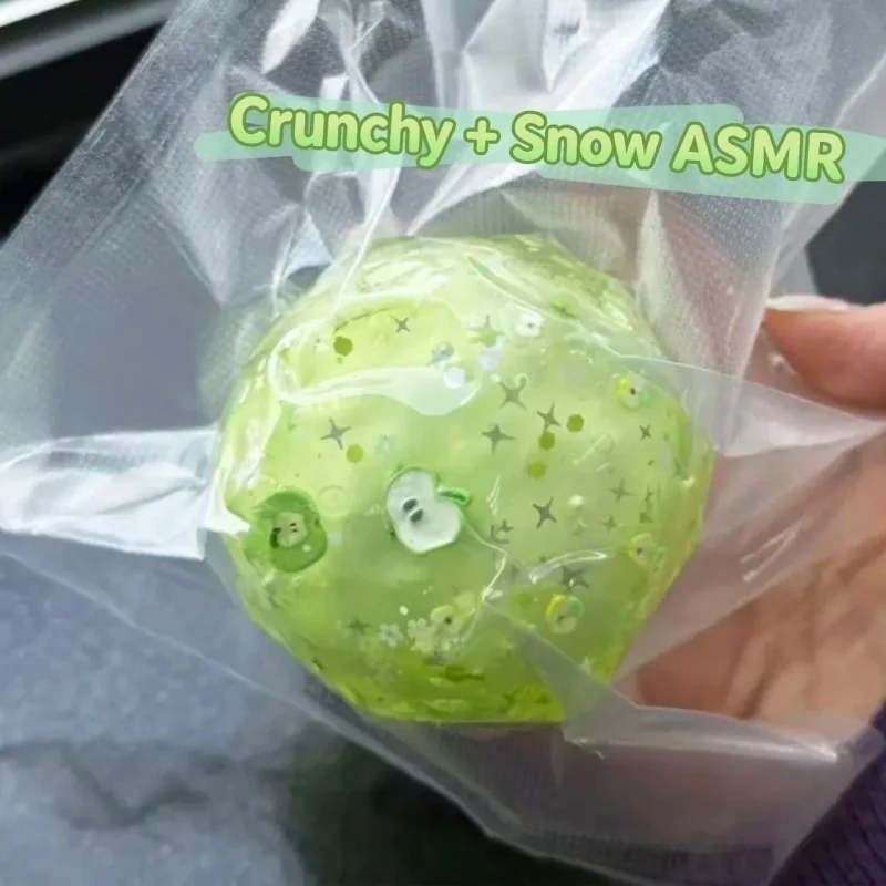 Green Apple Crunchy Squeeze Ball Stress Relief Fidget Toy ASMR Snow Crunch Sensory for Adults Pressure Release Anxiety Gifts