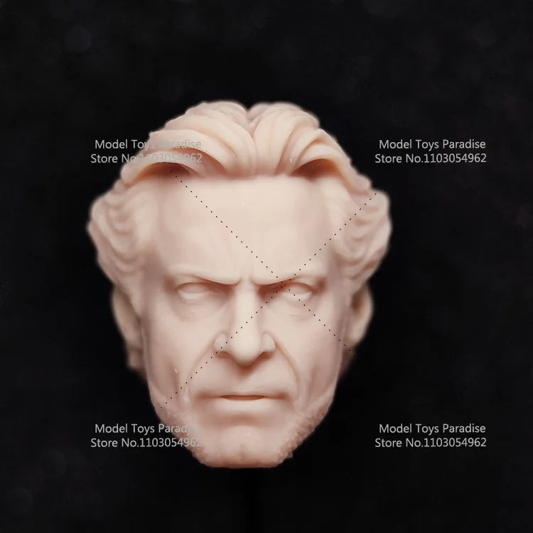 Unpainted 1/12 Men Soldier Hugh Jackman Head Carving Super Wolf Hero White Model Head Fit 6inch Action Figure Body