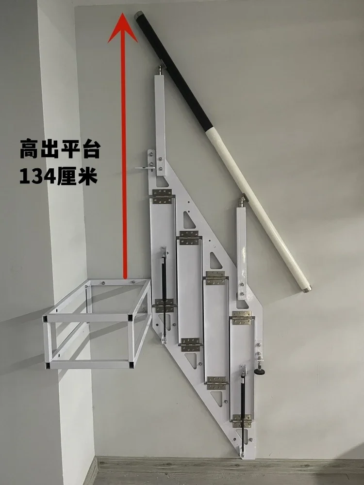 Folding stairs against the wall Household steps Indoor and outdoor duplex second floor loft iron ladder