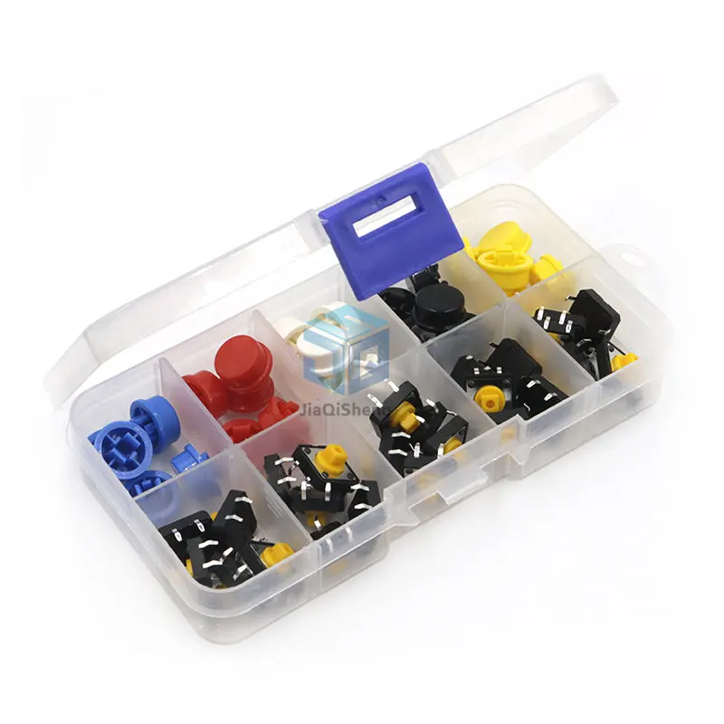 25PCS Tactile Push Button Switch Momentary 12*12*7.3MM Micro switch button + 25PCS Tact Cap(5 colors) for Arduino Switch