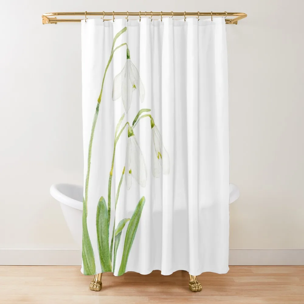 

3 snowdrop flowers watercolor hand painted Shower Curtain Funny Shower Luxury Bathroom Shower Curtain