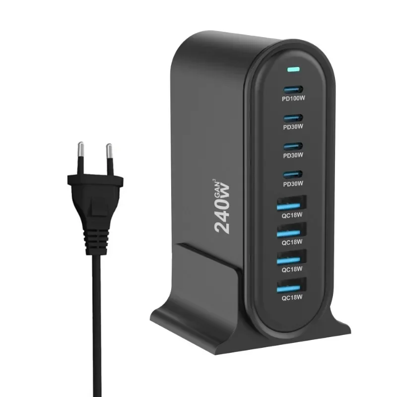 

240W Desktop GaN Charger 8-port USB Type C PD Charger Fast Charge 3.0 USB Type C Fast Charger Mobile USB