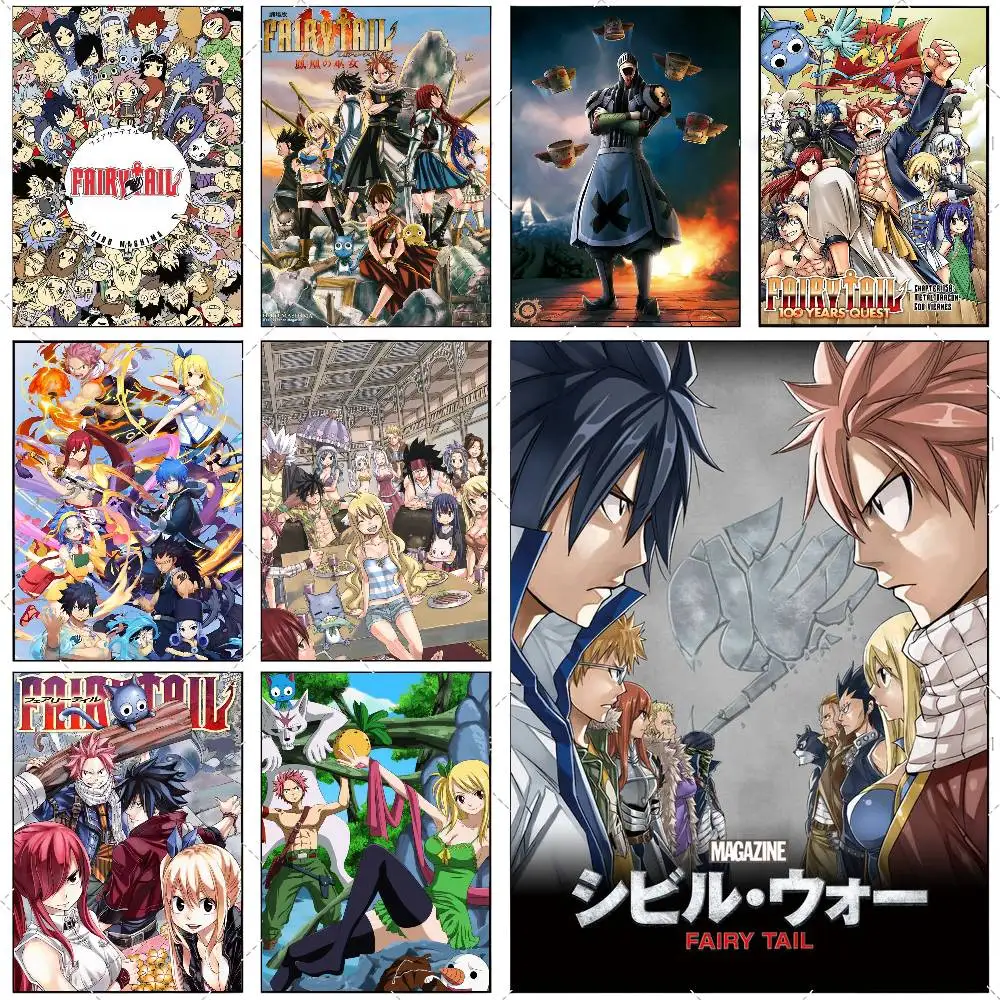 1 قطعة كاريكاتير أنيمي الجنية الذيل المشارك عالية الوضوح ملصق فني ذاتية اللصق مقاوم للماء ديكور المنزل لغرفة المعيشة #1