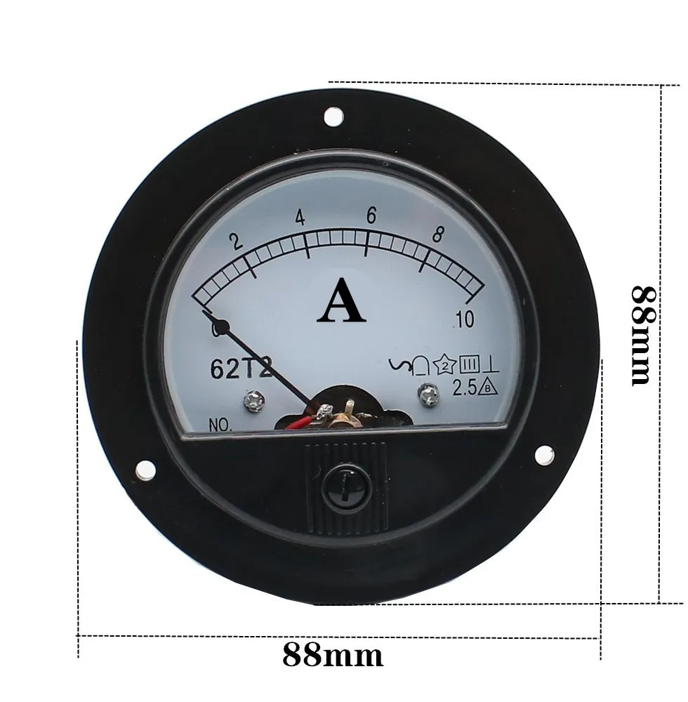 62T2 AC  1A 2A 3A 5A 10A 15A 20A 30A 50A 75A Analog Panel Ammeter Gauge Ampere Current Meter 62T2 2.5% Tolerance