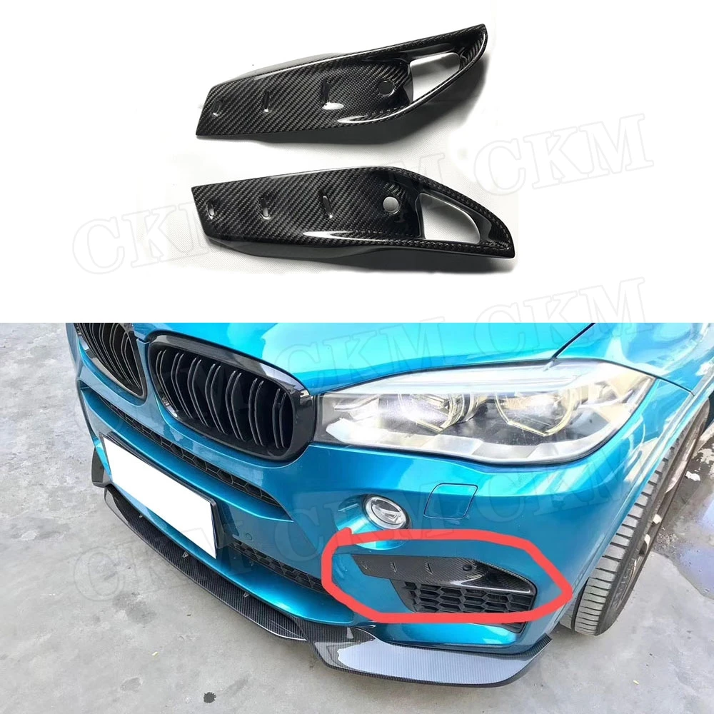 

CKMUUER Dry Carbon Fiber For BMW X5M F85 X6M F86 2015 -2019 Front Foglamp Eyelids Canards Air Vent Trim Grill Frames Car Styling