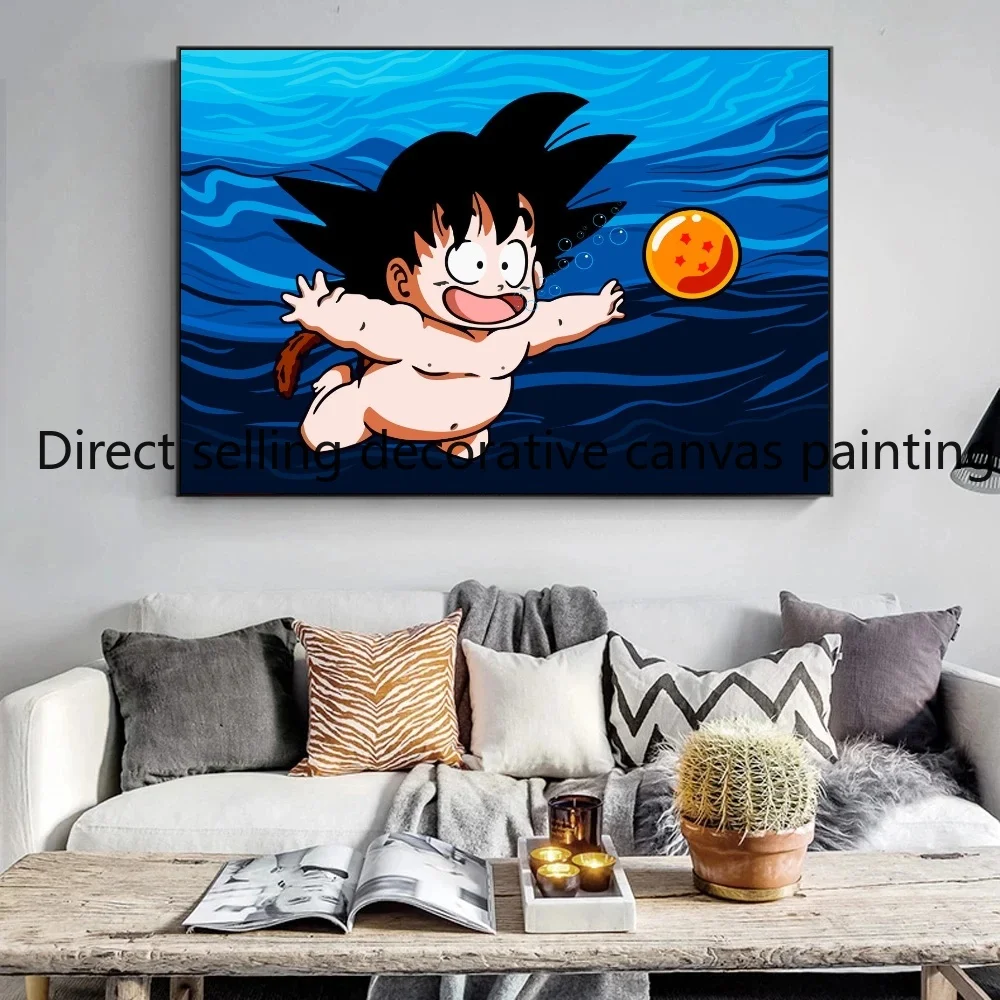 Pintura en lienzo impresa, póster de Anime clásico de Dragon Ball, Goku infantil, arte de pared para sala de estar, decoración del hogar