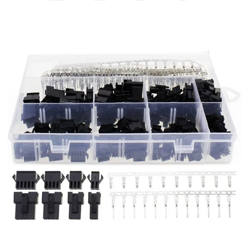 560Pcs SM2.54  Kits 2.54mm Pitch JST SM Connector 2 3 4 5 Pin Male/ Female Housing Plug Connector Assortment Kit