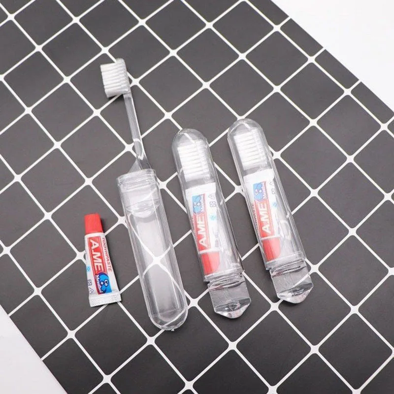 1/5 قطعة فرشاة أسنان صغيرة محمولة للسفر معجون أسنان مجموعة الكبار الصادرة مخيم فرشاة أسنان للاستعمال مرة واحدة حمل على التنظيف العميق العناية بالفم