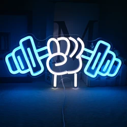 Barbell Weightlifting Neon Sign Dumbbell LED Light Gym Wall Decoration for Workout Room Fitness Sport Club Teens Boys Gift