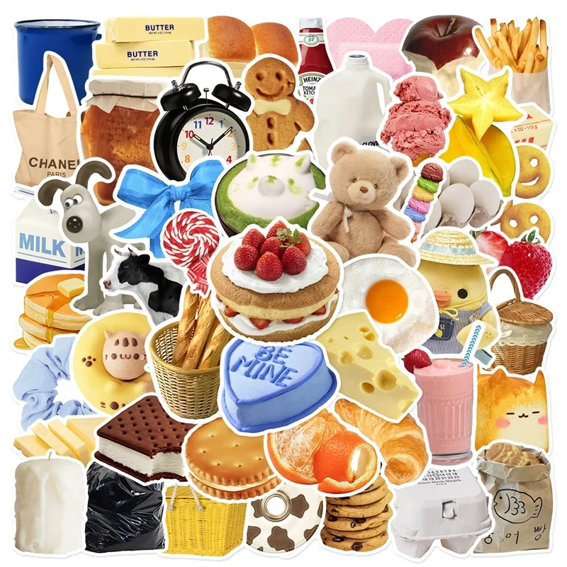 10/30/50PCS Simple Cream Cake Sticker Aesthetic Children's PVC Korean Stationery School Supplies Decoration Scrapbooking for Kid