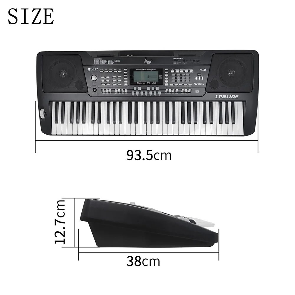 Professional 61 Keys Multifunctional Electronic Piano Keyboard Musical Instrument with Charger Sheet Music Stand Instructions