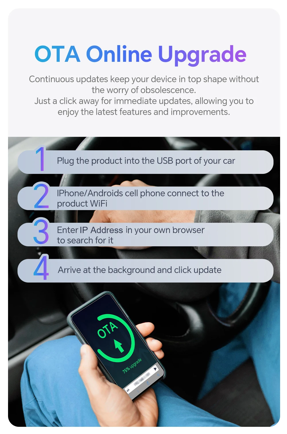 XUDA Kabelgebundener zu Kabelloser Carplay-Adapter, Kabelloses Android Auto für Peugeot 208 308 408 508 2008 3008 4008 5008 – Detail 12