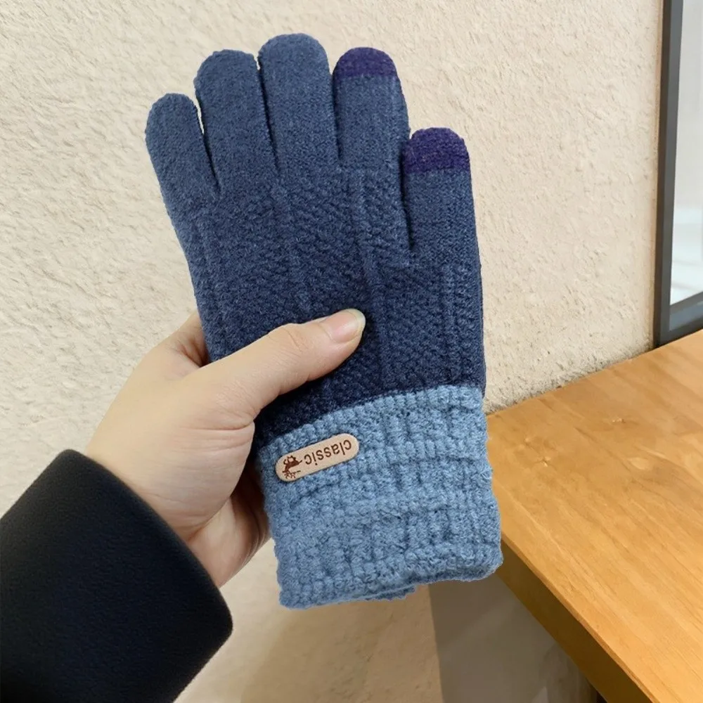 Fashion Windproof Knitted Gloves Anti-skid Cold Proof Touchscreen Gloves Casual Mittens Winter