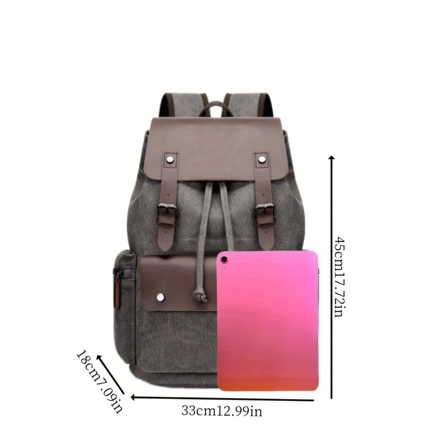 حقيبة ظهر نسائية عتيقة، سعة كبيرة، حقيبة ظهر أنيقة للسفر مع تصميم من الجلد الصناعي، حقيبة ظهر كاجوال #3