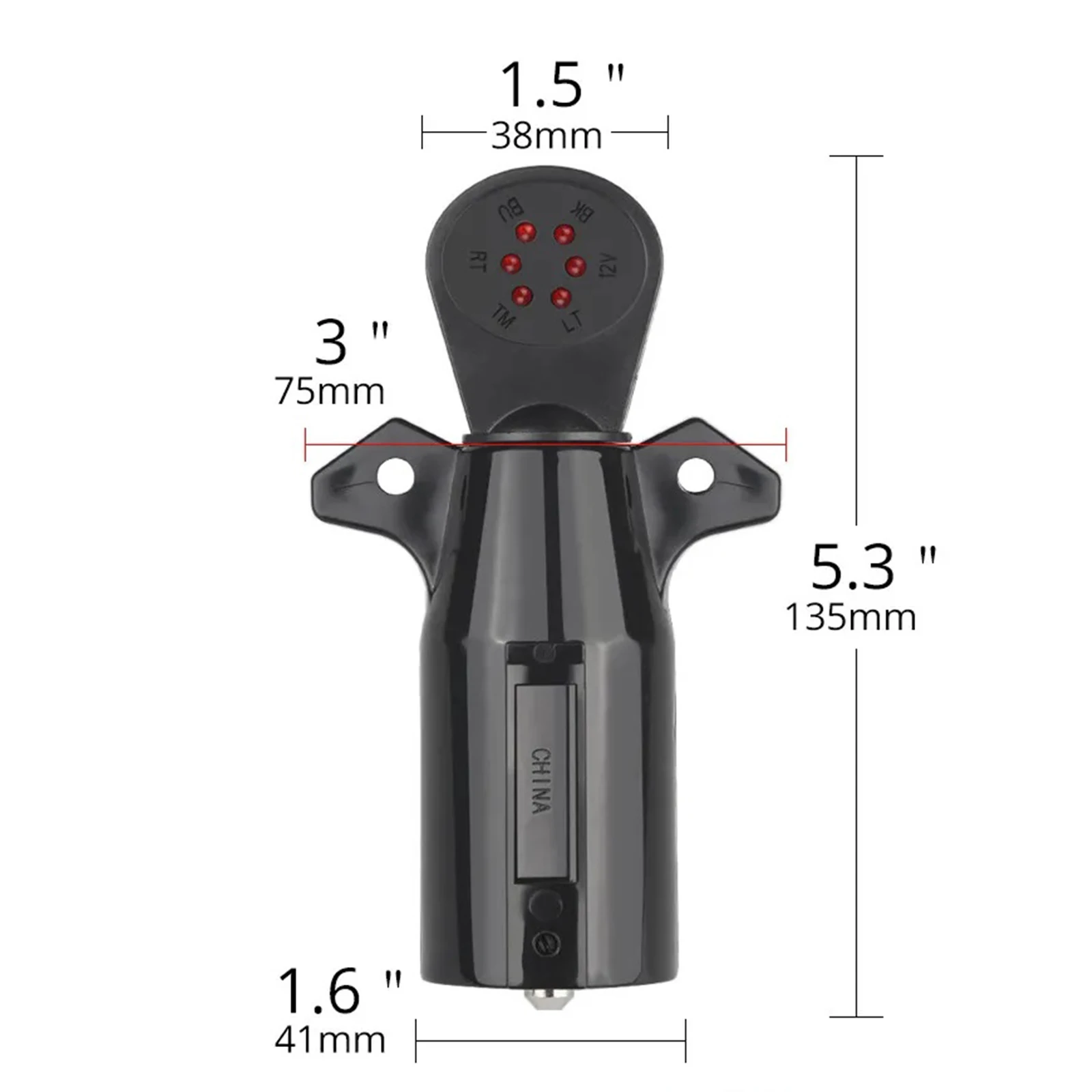 7-Way Blade Trailer Light Wiring Circuit Tester 7 Pin Round Electric Plug Test Vehicle Towing Brake Tail  Turn Signal Test Tool