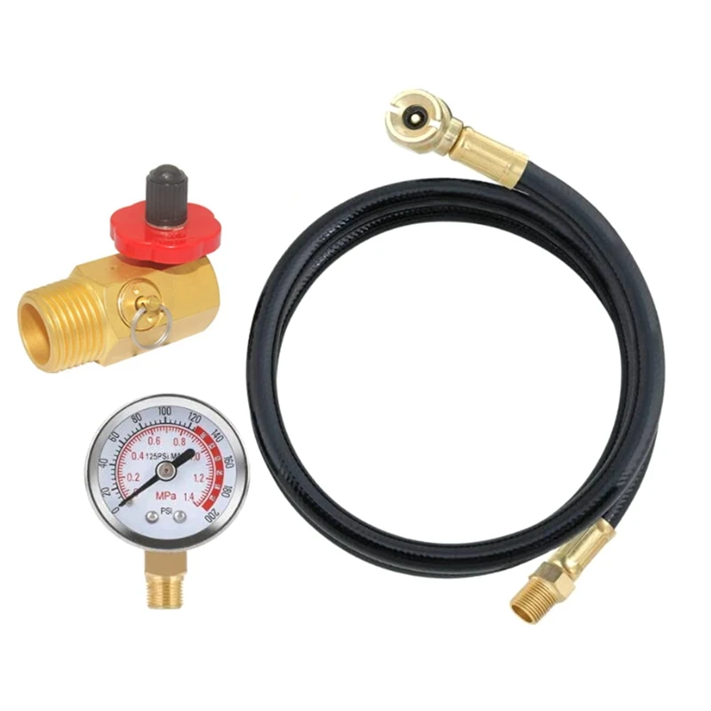 Air Tank Repair Kit W/Safety Valve, Pressure Gauge And 4 Feet Air Tank Hose Assembly Accessory For Portable Carry Tank