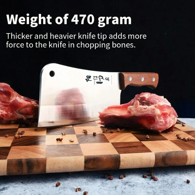 Heavy-duty butcher bone-cutting knife, professional kitchen blade with thick edge easy to chop large bones suitable for home use
