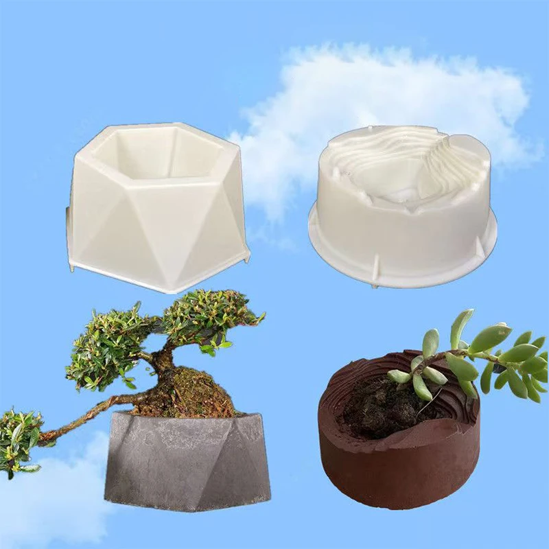 Irregular Circular Terraced Fields, Polygonal Succulent Small Flowerpot Mold, Bottom Grouted Cement Mold, Square Shape