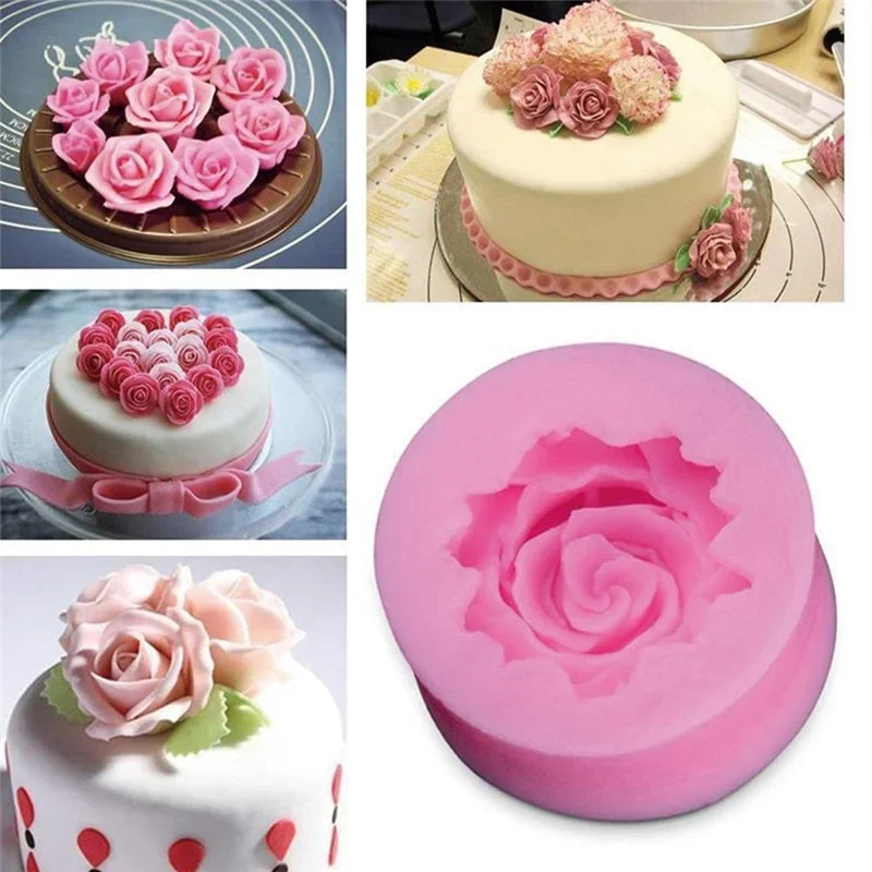 3D Rose Chocolate Mold Fondant Cake Decorating Tools Silicone Soap    s