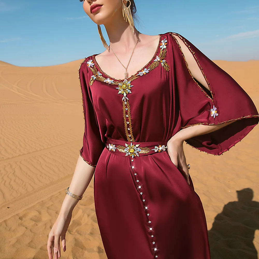 Elegant Palace Muslim Women Dress Retro Palace Ramadan Vestido Longo Dubai Abaya Turkey Islam Long Evening Dresses Musulmane